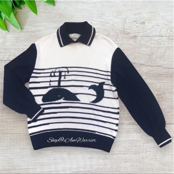 St. John Collection santana knit whale motif collared sweater *shop@iamw… - Picture 2 of 8